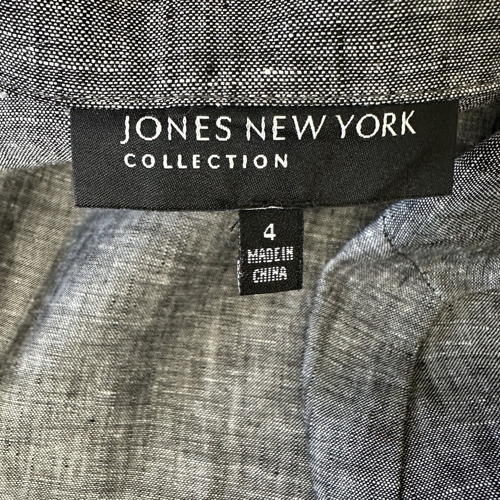Jones New York Linen Button up Top Size 4 Gray - Picture 4 of 9